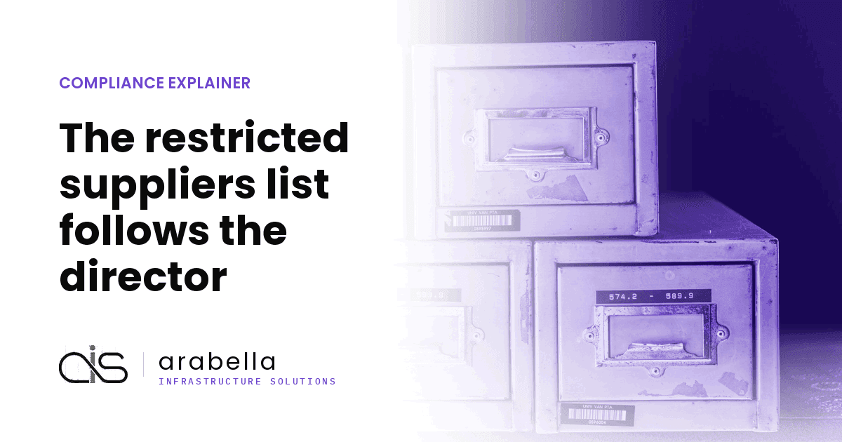 The restricted suppliers list follows the director