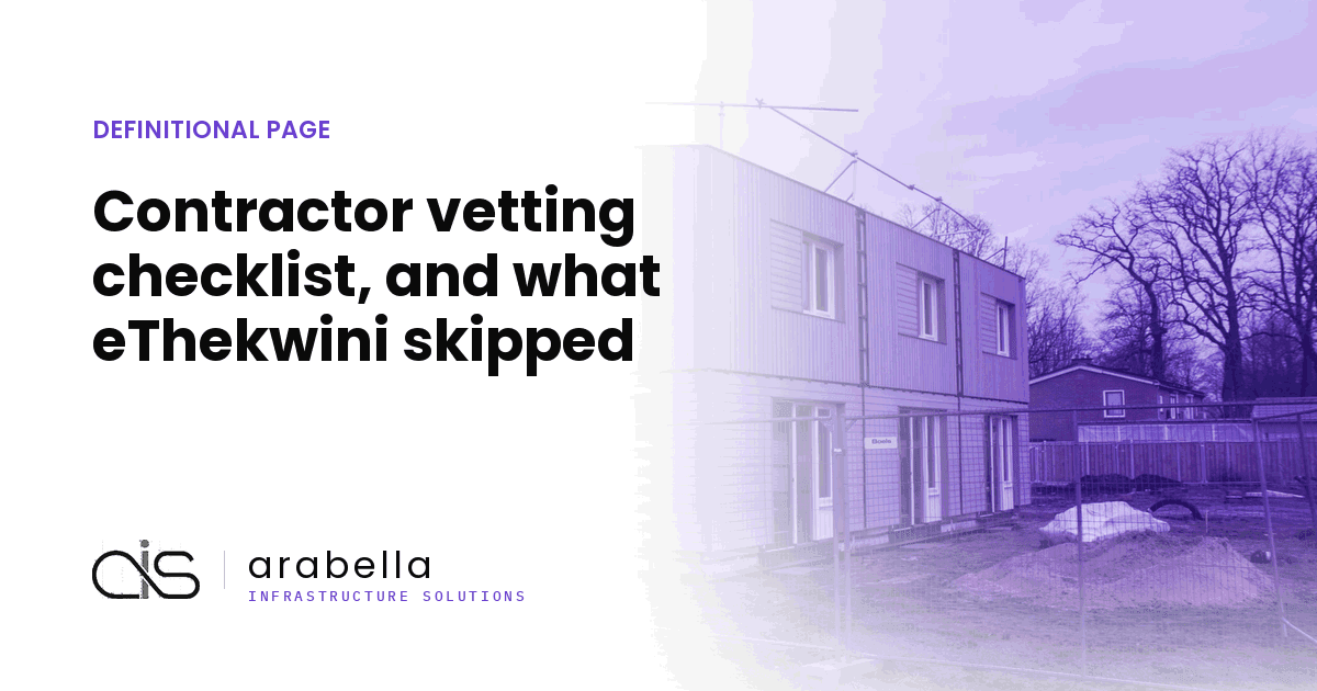 Contractor vetting checklist, and what eThekwini skipped
